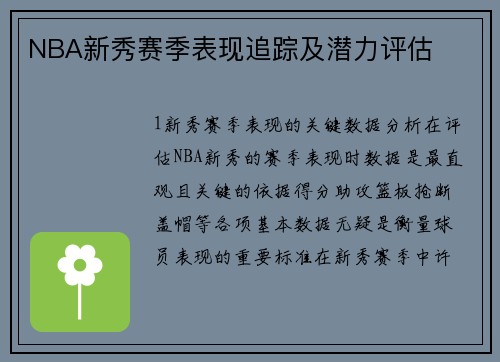 NBA新秀赛季表现追踪及潜力评估